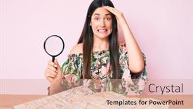  Presentation with city map - PPT layouts consisting of young-caucasian-woman-sitting background and a coral colored foreground