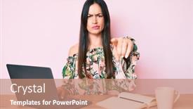  Presentation with coffee book - Theme with young-caucasian-woman-sitting background and a coral colored foreground