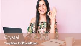  Presentation with coffee book - Amazing slide set having young-caucasian-woman-sitting backdrop and a coral colored foreground