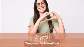  Presentation with heart love - Slides with young-caucasian-woman-sitting background and a coral colored foreground