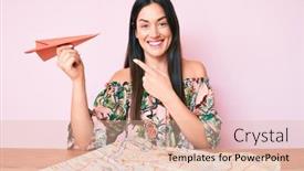  Presentation with city map - Cool new PPT layouts with young-caucasian-woman-sitting backdrop and a lemonade colored foreground