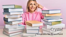  Presentation with great idea - Slide deck featuring young-caucasian-woman-sitting background and a lemonade colored foreground