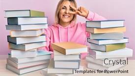  Presentation with peace - PPT theme with young-caucasian-woman-sitting background and a lemonade colored foreground