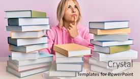  Presentation with books - Amazing slide set having young-caucasian-woman-sitting backdrop and a lemonade colored foreground