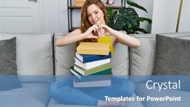  Presentation with romantic love - Presentation design enhanced with young-caucasian-woman-sitting background and a teal colored foreground