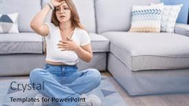  Presentation with flu virus - Slides consisting of young-caucasian-woman-sitting background and a light blue colored foreground