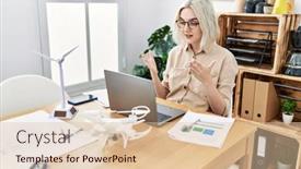  Presentation with confident - Theme consisting of young-caucasian-woman-smiling-confident background and a lemonade colored foreground