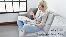  Presentation with confident - Theme with young-caucasian-woman-smiling-confident background and a light gray colored foreground