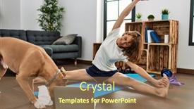  Presentation with confident - PPT theme consisting of young-caucasian-woman-smiling-confident background and a coral colored foreground