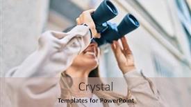  Presentation with new opportunity - Beautiful presentation featuring young-caucasian-woman-smiling-happy backdrop and a coral colored foreground