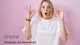  Presentation with woman praying over bible - Presentation design with young-caucasian-woman-standing-over background and a  colored foreground