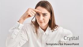  Presentation with acne woman - Slide set with young-caucasian-woman-standing-over background and a lemonade colored foreground