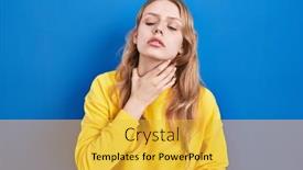  Presentation with infection - PPT theme featuring young-caucasian-woman-standing-over background and a yellow colored foreground