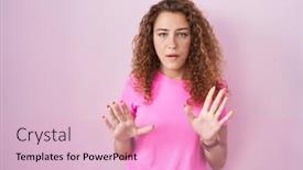  Presentation with forbidden - Theme enhanced with young-caucasian-woman-standing-over background and a lemonade colored foreground