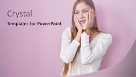  Presentation with sadness - Presentation with young-caucasian-woman-standing-over background and a lemonade colored foreground