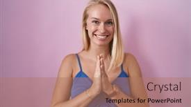  Presentation with forgiveness - PPT theme having young-caucasian-woman-standing-over background and a  colored foreground
