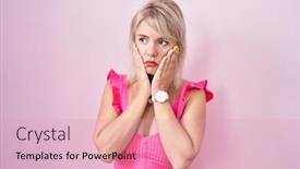  Presentation with sadness - Presentation theme consisting of young-caucasian-woman-standing-over background and a lemonade colored foreground