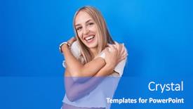  Presentation with confident love - Slide deck with young-caucasian-woman-standing-over background and a teal colored foreground