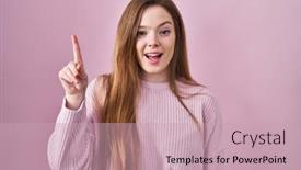  Presentation with number - PPT layouts featuring young-caucasian-woman-standing-over background and a soft green colored foreground