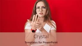  Presentation with inflammation - PPT layouts having young-caucasian-woman-standing-over background and a coral colored foreground