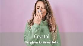  Presentation with sleepiness - Theme enhanced with young-caucasian-woman-standing-over background and a  colored foreground