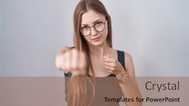  Presentation with violence woman - Presentation featuring young-caucasian-woman-standing-over background and a coral colored foreground