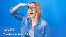  Presentation with far away - PPT theme consisting of young-caucasian-woman-standing-over background and a teal colored foreground