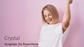  Presentation with pink disco dancing silhouettes - Presentation theme having young-caucasian-woman-standing-over background and a lemonade colored foreground