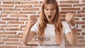  Presentation with bricks - Slides having young-caucasian-woman-standing-over background and a coral colored foreground