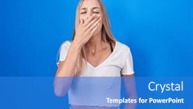  Presentation with sleepiness - Slide deck enhanced with young-caucasian-woman-standing-over background and a teal colored foreground