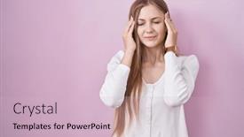  Presentation with stress - Slide deck having young-caucasian-woman-standing-over background and a lemonade colored foreground