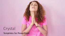  Presentation with hope - PPT layouts having young-caucasian-woman-standing-over background and a lemonade colored foreground