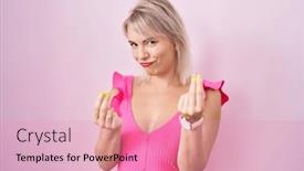  Presentation with pink business - Presentation theme having young-caucasian-woman-standing-over background and a lemonade colored foreground