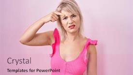  Presentation with acne woman - Presentation theme featuring young-caucasian-woman-standing-over background and a lemonade colored foreground