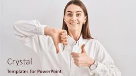  Presentation with conflict - Presentation design having young-caucasian-woman-standing-over background and a lemonade colored foreground