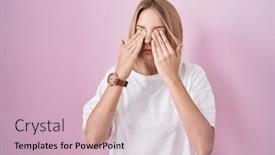  Presentation with vision - PPT theme with young-caucasian-woman-standing-over background and a lemonade colored foreground