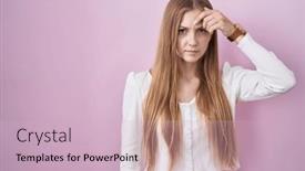  Presentation with skin infection - PPT theme having young-caucasian-woman-standing-over background and a lemonade colored foreground