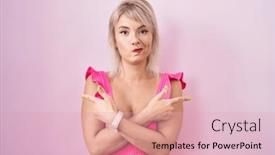  Presentation with direction - Theme featuring young-caucasian-woman-standing-over background and a lemonade colored foreground