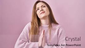  Presentation with hope - Presentation design with young-caucasian-woman-standing-over background and a soft green colored foreground