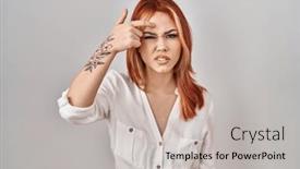  Presentation with skin infection - Slides enhanced with young-caucasian-woman-standing-over background and a light gray colored foreground