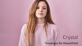  Presentation with pink simple - Slide set featuring young-caucasian-woman-standing-over background and a soft green colored foreground