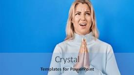  Presentation with hope - PPT layouts having young-caucasian-woman-standing-over background and a light blue colored foreground