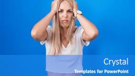  Presentation with migraine - Presentation theme consisting of young-caucasian-woman-standing-over background and a teal colored foreground
