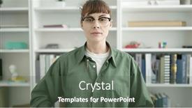  Presentation with university library - PPT theme consisting of young-caucasian-woman-standing and a  colored foreground