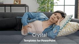  Presentation with stomach - Slide deck enhanced with young-caucasian-woman-suffering background and a gray colored foreground