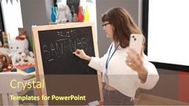  Presentation with recording - Theme enhanced with young-caucasian-woman-teaching-words background and a violet colored foreground