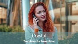  Presentation with city night - Presentation design consisting of young-caucasian-woman-texting-cell background and a seafoam green colored foreground