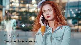  Presentation with cell - Presentation design with young-caucasian-woman-texting-cell background and a light blue colored foreground