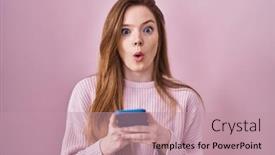  Presentation with fear - Slides enhanced with young-caucasian-woman-using-smartphone background and a coral colored foreground