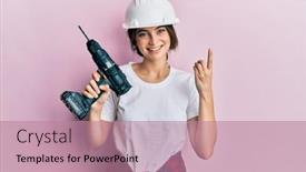  Presentation with architect - Slide deck enhanced with young-caucasian-woman-wearing-architect background and a coral colored foreground